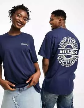 Темно-синяя футболка с принтом на спине Dickies lovettsville