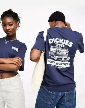 Темно-синяя футболка с принтом на спине Dickies Hillsville Truck