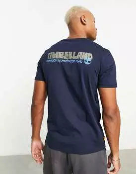 Темно-синяя футболка с принтом на спине Timberland