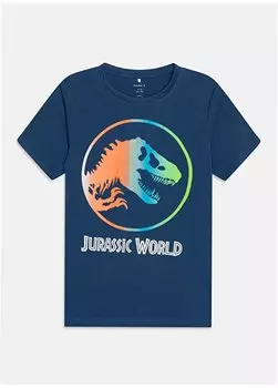 Темно-синяя футболка с рисунком для мальчика NKMMISAEL JURASSIC SS TOP SKY Name t, синий