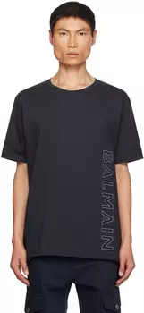 Темно-синяя футболка с тиснением Balmain