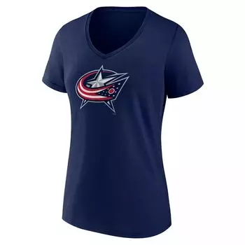 Темно-синяя футболка с v-образным вырезом женской команды Columbus Blue Jackets НХЛ