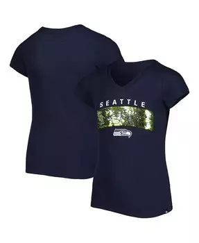 Темно-синяя футболка с v-образным вырезом и надписью Big Girls Seattle Seahawks New Era, синий