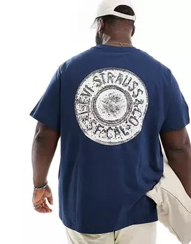 Темно-синяя футболка свободного кроя с логотипом на пуговицах Levi's Big & Tall
