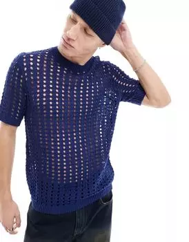Темно-синяя футболка свободного кроя с пуантами ASOS