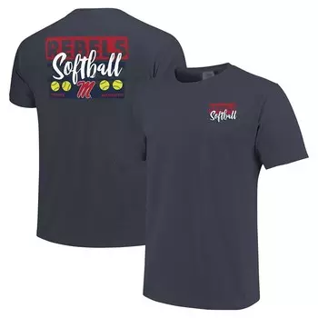 Темно-синяя футболка унисекс Ole Miss Rebels Gritty Softball Bats Comfort Colours Image One, цвет Ole Navy