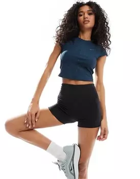 Темно-синяя футболка в рубчик Nike Training – One – с запахом