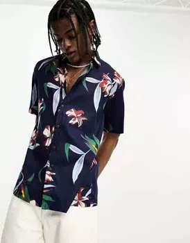 Темно-синяя гавайская рубашка с короткими рукавами Superdry Vintage - NAVY