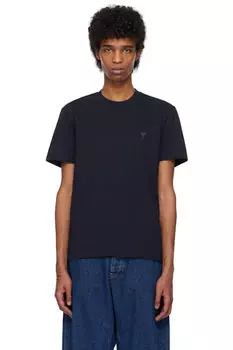 Темно-синяя хлопковая футболка Ami de Coeur AMI Paris