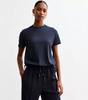 Темно-синяя хлопковая футболка с круглым вырезом New Look, военно-морской