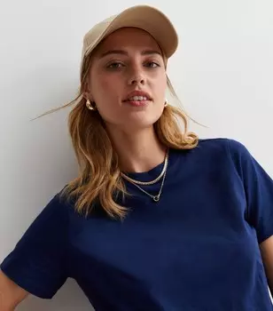 Темно-синяя хлопковая футболка с круглым вырезом New Look, военно-морской