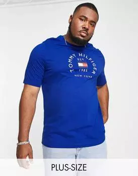 Темно-синяя хлопковая футболка с логотипом и логотипом Tommy Hilfiger Big &amp; Tall