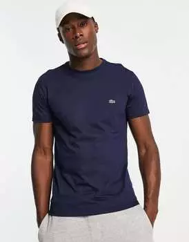 Темно-синяя хлопковая футболка с логотипом Lacoste pima