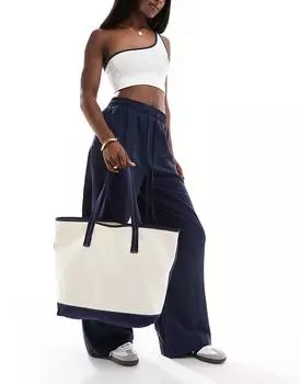 Темно-синяя холщовая сумка-тоут с контрастными деталями ASOS DESIGN