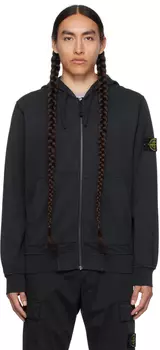 Темно-синяя худи на молнии Stone Island