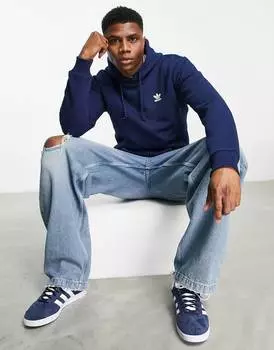 Темно-синяя худи с логотипом adidas Originals Trefoil Essentials