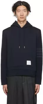 Темно-синяя худи с петлей и четырьмя перекладинами Thom Browne