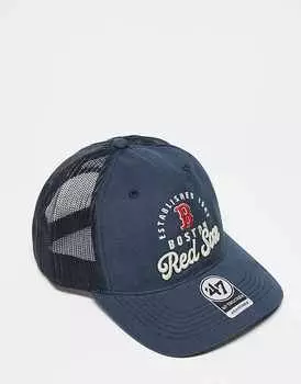 Темно-синяя кепка 47 Brand Boston Red Sox с надписью и сеткой сзади