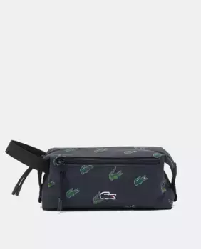 Темно-синяя косметичка с логотипом Lacoste, тёмно-синий
