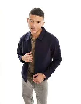 Темно-синяя куртка Харрингтон ASOS DESIGN