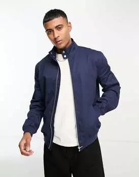 Темно-синяя куртка Харрингтон с воротником-воронкой ASOS DESIGN