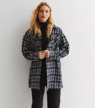 Темно-синяя куртка оверсайз в клетку Gini London Gini London, военно-морской