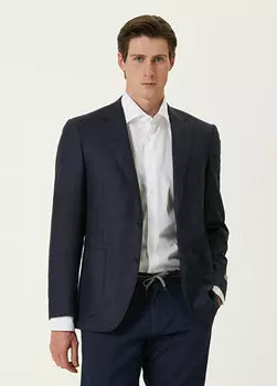 Темно-синяя куртка с текстурой зигзага Canali