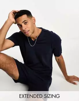 Темно-синяя легкая трикотажная рубашка поло из хлопка с реверсом ASOS DESIGN