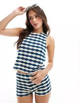 Темно-синяя майка в фактурную полоску ASOS DESIGN