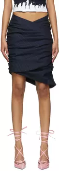 Темно-синяя мини-юбка из натуральной шерсти Lourdes