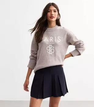 Темно-синяя мини-юбка со складками New Look, военно-морской