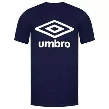 Темно-Синяя мужская футболка с коротким рукавом и круглым вырезом с большим логотипом 65352u y70 Umbro, синий