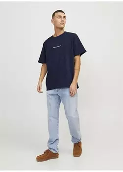 Темно-синяя мужская футболка с круглым воротником RDDODIS TEE S/S CREW NECK SN Jack & Jones, темно-синий