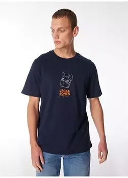Темно-синяя мужская футболка с круглым воротником JORPAL TEE SS CREW NECK EXC Jack & Jones, темно-синий