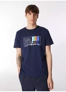 Темно-синяя мужская футболка с круглым вырезом LL07FE410 Футболка с круглым вырезом Lee, темно-синий