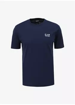 Темно-синяя мужская футболка с круглым вырезом 8NPT18PJ02Z EA7, темно-синий
