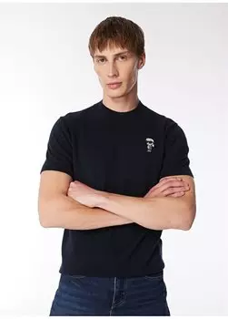 Темно-синяя мужская футболка с круглым вырезом 655007542398 Karl Lagerfeld, темно-синий