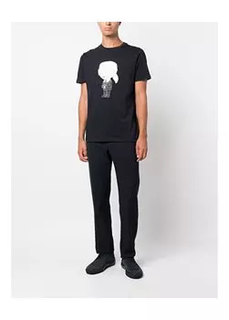 Темно-синяя мужская футболка с круглым вырезом 755071500251 Karl Lagerfeld, темно-синий