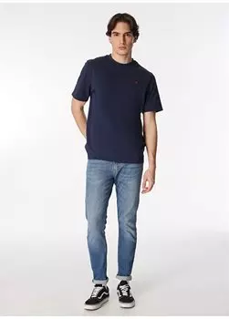 Темно-синяя мужская футболка с круглым вырезом RDDROAD TEE S/S NOOS Jack & Jones, темно-синий