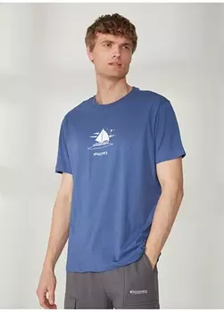 Темно-синяя мужская футболка с круглым вырезом и принтом Discovery Expedition