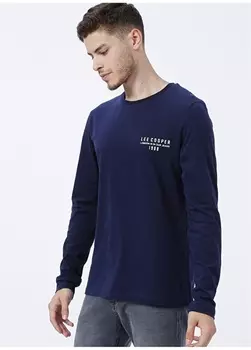 Темно-синяя мужская футболка с круглым вырезом и принтом Lee Cooper
