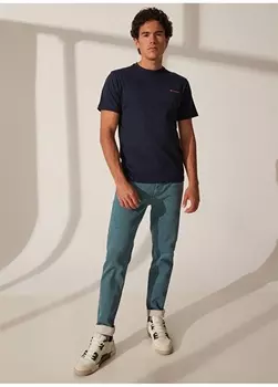 Темно-синяя мужская футболка с круглым вырезом с принтом Columbia