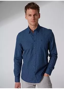 Темно-синяя мужская футболка с воротником на пуговицах 4B2023200033 Beymen Business, темно-синий