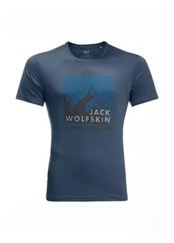 Темно-синяя мужская футболка стандартного кроя с круглым вырезом Jack Wolfskin