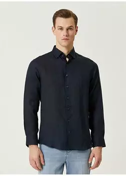 Темно-синяя мужская рубашка Comfort Fit с нижним воротником 1090784 Network, темно-синий