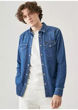 Темно-синяя мужская рубашка Lee