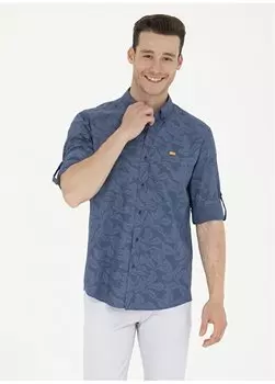 Темно-синяя мужская рубашка с воротником на пуговицах Comfort Fit REGGAR U.S. Polo Assn., темно-синий