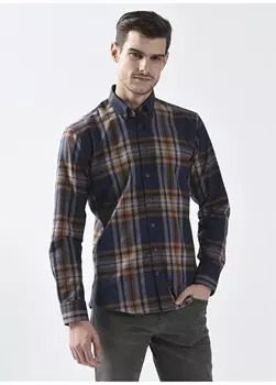 Темно-синяя мужская рубашка с воротником на пуговицах Network