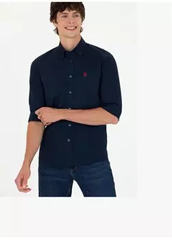 Темно-синяя мужская рубашка стандартного кроя с воротником на пуговицах CEDROREG023K U.S. Polo Assn., темно-синий