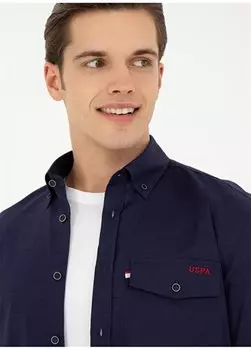 Темно-синяя мужская рубашка стандартного кроя с воротником на пуговицах HARMONY U.S. Polo Assn., темно-синий